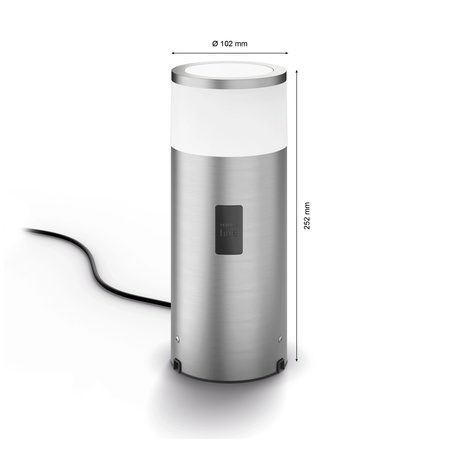 Záhradné svietidlo vonkajšie LED SLOW 25cm 8W 590lm IP65 Biela a farebná Ambiance RGB + TW strieborná Smart SMART Zigbee Bluetooth Calla Philips HUE