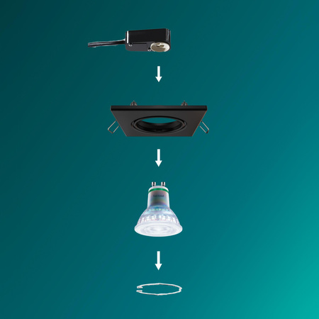 LED GU10 zapustená zapustená montáž hliníkový štvorcový čierny peridot Philips