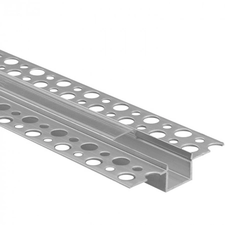 Zapustený eloxovaný hliníkový LED profil pre sadrokartón REGIPS 1 m s priehľadným difúzorom pre LED pásy + krytky Ecolight série GP