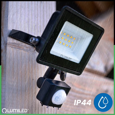 LED reflektor ZUNA2 10W 900lm 4000K IP44 Black Senzor pohybu LUMILED