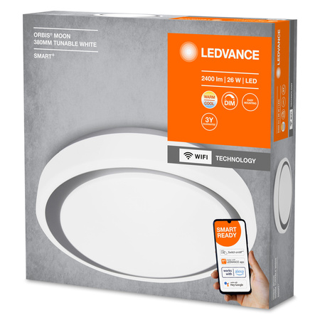 Plafond LED stropné svietidlo Povrchová montáž 26W 1500lm CCT Stmievateľné Okrúhla sivá SMART+ WiFi Moon Ledvance