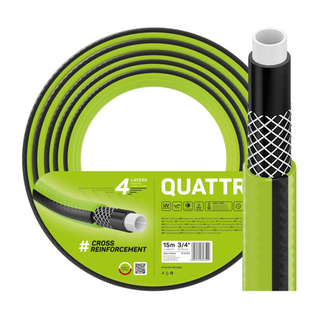 Záhradná hadica na vodu 4-vrstvová s opletením 3/4' 15 m silná QUATTRO CELLFAST