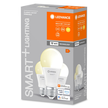 LED žiarovka E27 9W = 60W 806lm stmievateľná SMART+ WiFi Classic Ledvance