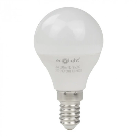 LED žiarovka P45 E14 3W 270lm 6500K studená biela Ecolight