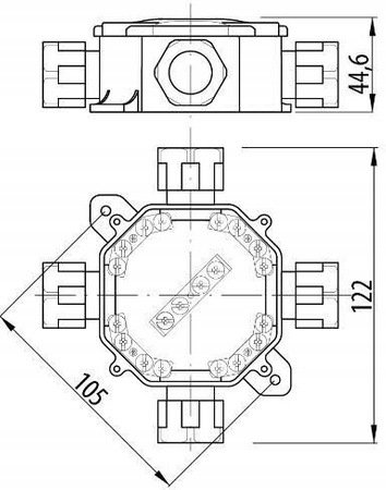 PG16 75x75x33mm Hermetická inštalačná krabica na povrch s vývodkami čierna PAWBOL