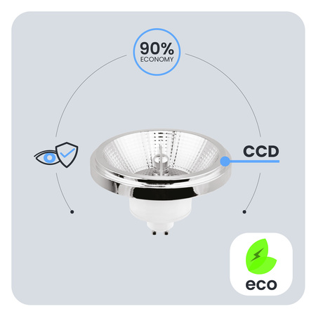 LED žiarovka GU10 reflektor ES111 10W = 75W 1055lm 3000K teplá biela 24° Stmievateľná Strieborná LUMILED