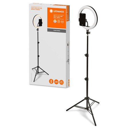 LED kruhová mobilná podlahová lampa doSelfie 6W 250lm 3000K - 4000K CCT stmievateľná čierna lineárna Ledvance