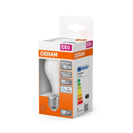 LED žiarovka A55 E27 4,9W = 40W 470lm 6500K studená biela 200° STAR CLASSIC Osram