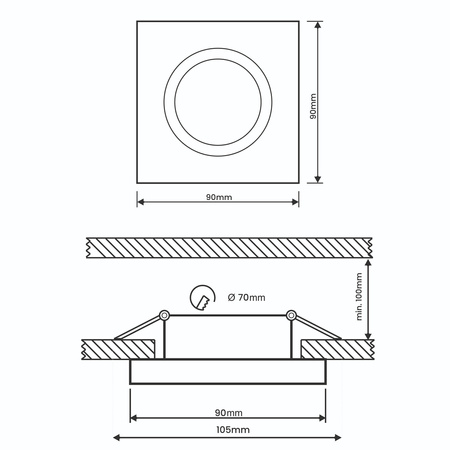 Halogénové svietidlo na zapustenú montáž Pohyblivé štvorcové biele GU10 MR16 VENTUS Lumiled