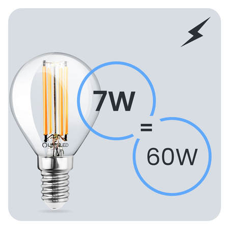 6x LED žiarovka E14 guľka P45 7W = 60W 806lm 3000K teplá biela 360° FILAMENT LUMILED
