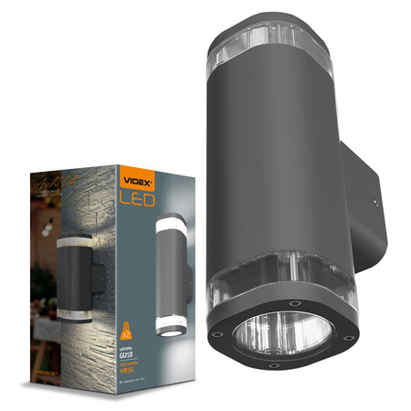 Vonkajšie nástenné svietidlo IP54 2x GU10 Grey BRUNO Videx
