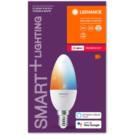 LED žiarovka E14 Traditional 4,9W = 40W 470lm CCT Stmievateľná SMART+ ZigBee Classic Ledvance