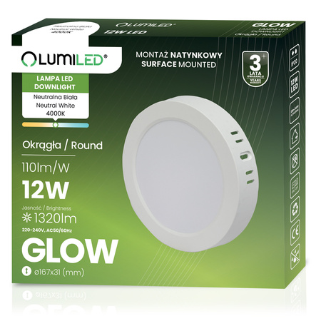 LED stropné svietidlo 12W Round 4000K GLOW White LUMILED