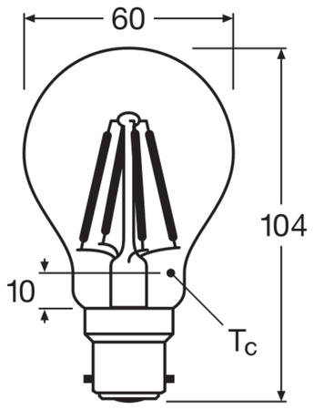 LED žiarovka A60 B22d 6,5W = 60W 806lm 6500K studená biela 300° Retrofit Filament CLASSIC Osram