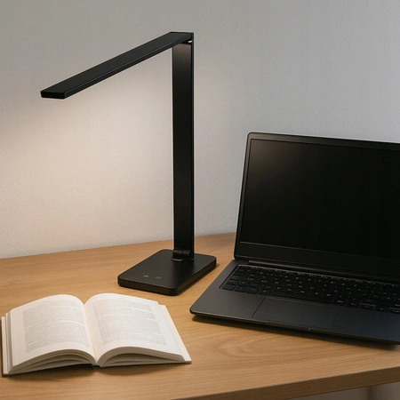 Stolová nastaviteľná stolová lampa LED 7W 420lm 2700/4000/4500/5000/6000K CCT Nabíjateľné školské nočné svetlo USB Stmievateľné vypínač čierny Ingrid Masterled