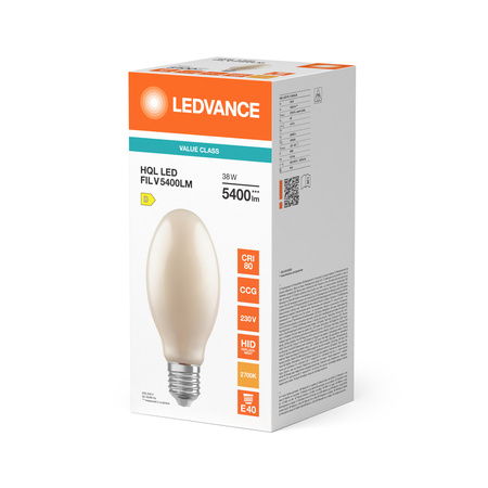 LED žiarovka E40 38W = 125W 5400lm 2700K teplá biela 360° Filament HQL Ledvance