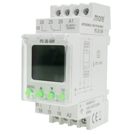 Časovač zapnutia/vypnutia LCD Digitálny plán 7 dní PC-3E-DIN Ecolight