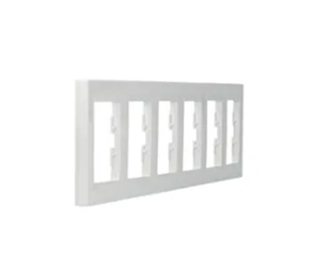 Vodorovný rám pre 6-žilovú zásuvku, biely Asfora