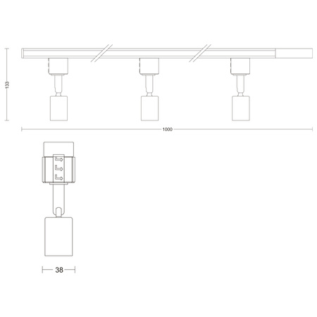 Sada závesného osvetlenia autobusu 1 m + 3x LED GU10 jednofázová biela EasyLink Tobia Philips