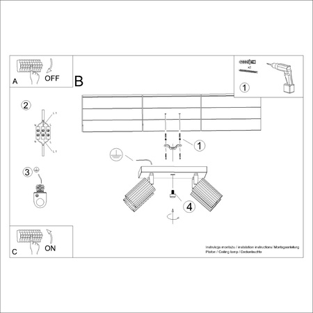 Bodové reflektorové stropné svietidlo Tuba 4x GU10 Olive Carbon Deep Space SL.1621 Sollux