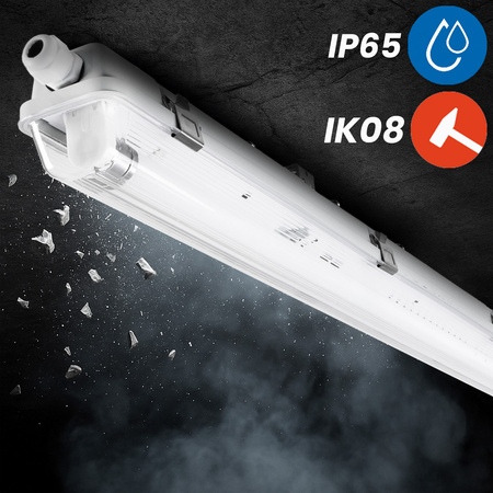 Hermetické svietidlo s reflektorom IP65 T8 Žiarivka 2x 120cm Žiarivka 18W 6500K