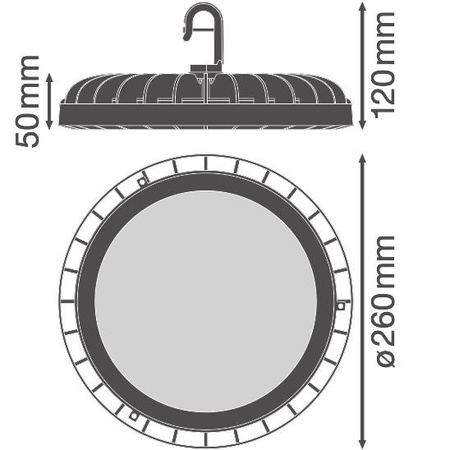 LED priemyselné svietidlo 166W 20000lm 6500K, studená biela Black IP65 IK06 High Bay Compact Ledvance