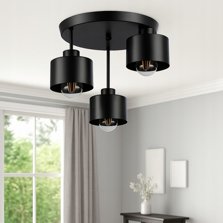 Nástenná objímka E27 s povrchovou montážou Okrúhla čierna Elza Masterled