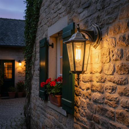 Vonkajšie fasádne nástenné svietidlo E27 LATARNIA DOWN DOWN Patina BELLIS LUMILED