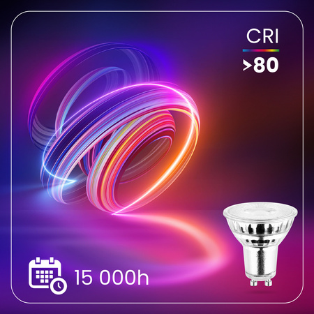 10x LED žiarovka GU10 6W = 50W 580lm 4000lm, neutrálna biela 38° sklo LUMILED