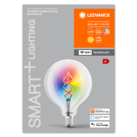 LED žiarovka E27 4,5W = 30W 300lm stmievateľná SMART+ WiFi Filament Globe Ledvance
