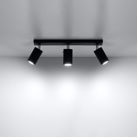 SPOT TUBA Reflektor pre povrchovú montáž stropného svietidla 3x GU10 Tubular Black Moderný prstenec Sollux