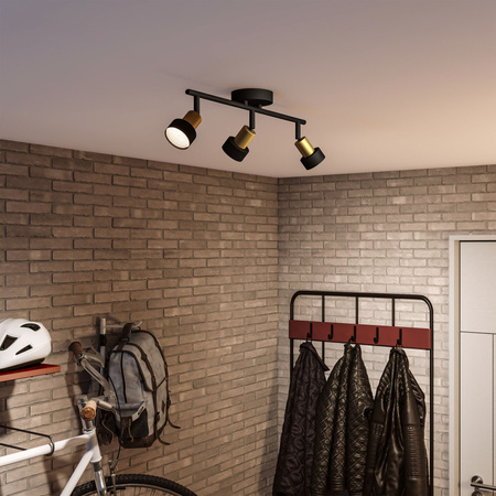 Reflektorové stropné svietidlo 3x GU10 čierne-medený vodič Philips