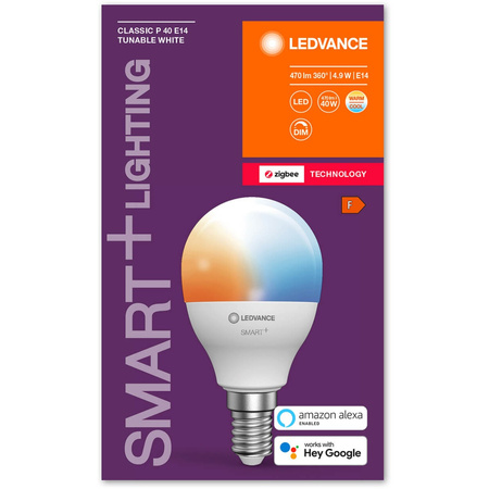 LED E14 4,9W = 40W 470lm CCT Stmievateľná SMART+ WiFi Mini žiarovka Ledvance