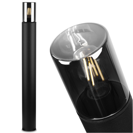 Vonkajšie stojace stĺpy Záhradné svietidlo pre žiarovku E27 Čierne sklo IP54 80 cm SALVIA LUMILED