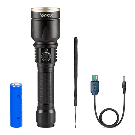 Taktická baterka XP-E LED 800 LM USB ZOOM dobíjateľné ručné svetlo VA0027 VAYOX