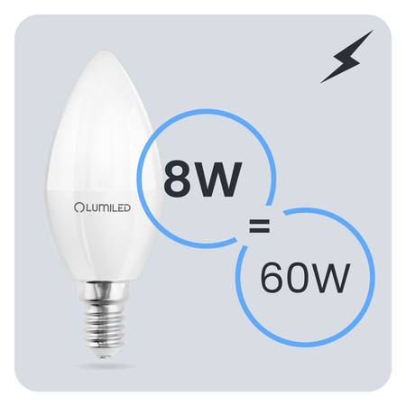 6x LED E14 CANDLE 8W = 60W 4000K neutrálna biela CCD žiarovka