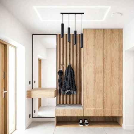 Stropné svetlo Závesné svietidlo 4x GU10 Matte Black Keon Masterled