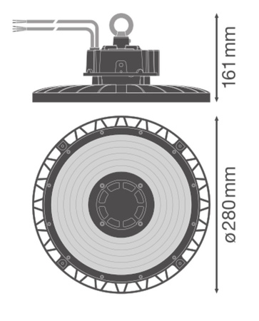 LED priemyselné svietidlo 75W 13350lm 6500K studené stmievateľné čierne IP66 IK10 High Bay Gen 5 Ledvance