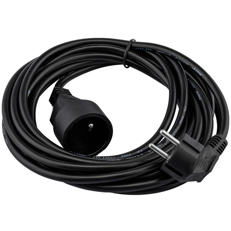 Sieťový predlžovací kábel zástrčka - zásuvka s uzemnením 5m 3x1,5mm 16A čierny ECOLIGHT