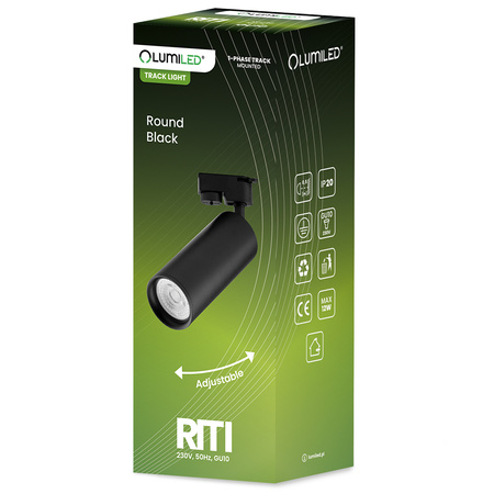 Sada osvetľovacích prípojníc 2 m + 6x RITI GU10 čierna LUMILED reflektor