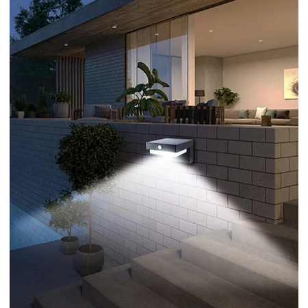 Vonkajšia solárna nástenná lampa LED 4000K Neutrálna záhradná fasádna lampa so snímačom pohybu USB-C