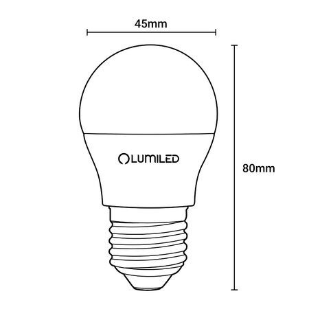LED žiarovka E27 guľka P45 2,5W = 25W 249lm 3000K teplá biela 180° LUMILED