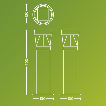 Záhradné solárne vonkajšie svetlo PIPE 40,3 cm LED 1,8 W 200 lm 2700K so súmrakovým senzorom Avery Philips