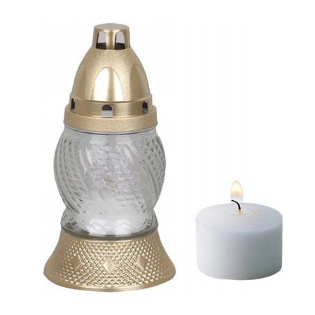 Sada 15x Sklenená sviečka na 8h náplň Celoročne na hrob 16cm