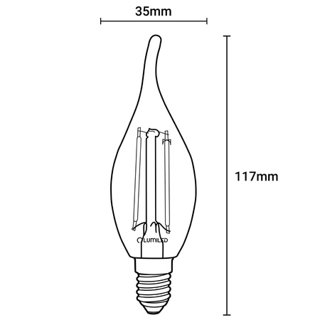 LED žiarovka E14 sviečka BA35 7W = 60W 806lm 4000K neutrálna biela 360° FILAMENT LUMILED