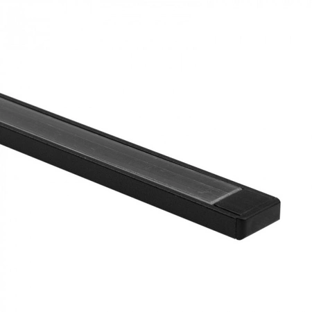 Hliníkový povrchový profil LED čierny 2 m s priehľadným difúzorom pre LED pásy + krytky Ecolight série N