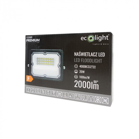 LED reflektor 20W 2000lm 4000K neutrálna biela IP65 Premium Line Ecolight