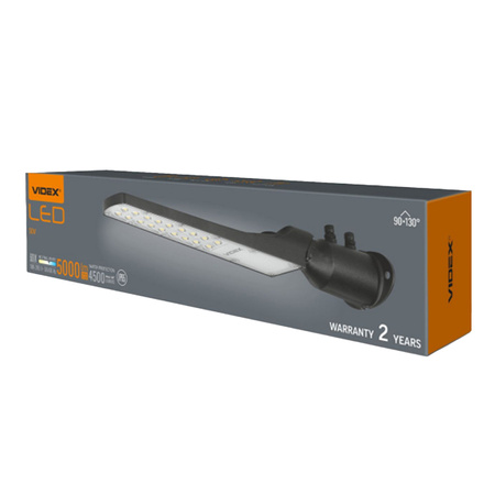 LED pouličné svietidlo 50W 5000lm 5000K, neutrálna biela 130° 0,25A Čierna VIDEX