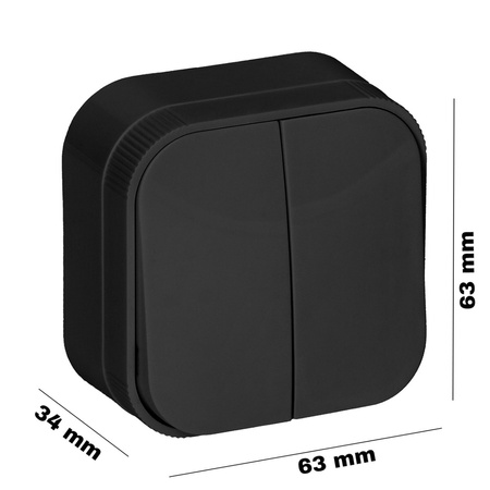 Spínač ToDo Spínač svetla dvojitý povrchový IP20 ORNO BLACK