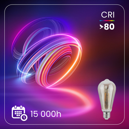 6x LED žárovka E27 Edison ST64 6W = 50W 660lm 2200K teplá 360° DIMMION FILAMENT LUMILED